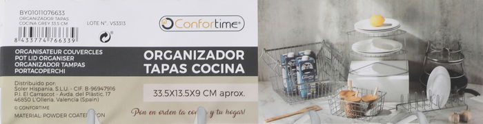 Confortime Organizador Tapas Cocina Grey 33.8 x 13.9 x 9.6 cm (12 Unidades)