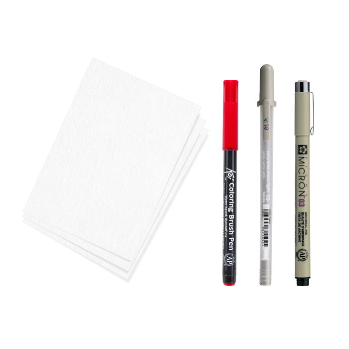 Sakura Kit Creativo Samurái con Pigma Micron 05, Gelly Roll y Koi coloring Sakura Kit Creativo Samurái con Pigma Micron 05, Gelly Roll y Koi coloring