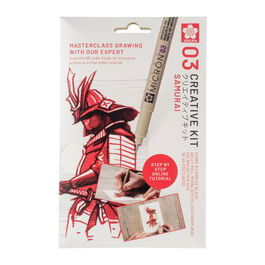 Set Creativo Sakura Art Kit Samurai (Pigma Micron 05 Negro + Gelly Roll + Koi Coloring + 3 Postales A6 Con Video Tutorial)