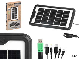 Argon Placa Solar Portátil Panel Monocristalino de 3.5W USB con Cable, Negro, Dimensiones: 27 x 15.5 x 2 cm (Set de 12)
