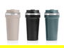 Kinvara Vaso Termico Tapa 450 ml Surtido 3 Colores Oscuros (Gris, Negro, Verde) 9x9x18 cm Plastico y Metal (Set de 12)