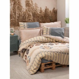 Aucune Juego de cama Beige 100% algodón con funda nórdica y 2 fundas de almohada