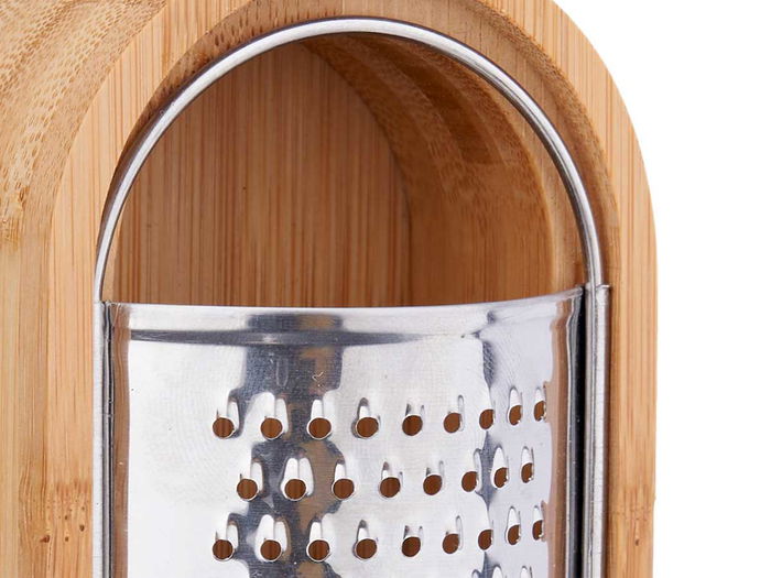 Kinvara Rallador Deposito Bambu y Acero 15.5 x 4 x 7 cm (Set de 12)