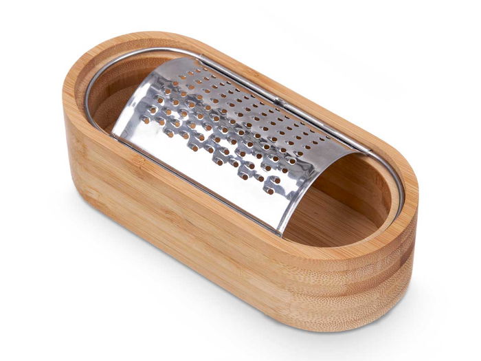 Kinvara Rallador Deposito Bambu y Acero 15.5 x 4 x 7 cm (Set de 12)