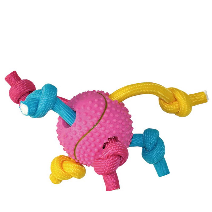 Nayeco Pack de 3 Pelotas de Goma con Cuerda Tricolor de 6 cm