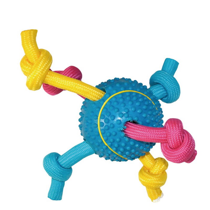 Nayeco Pack de 3 Pelotas de Goma con Cuerda Tricolor de 6 cm