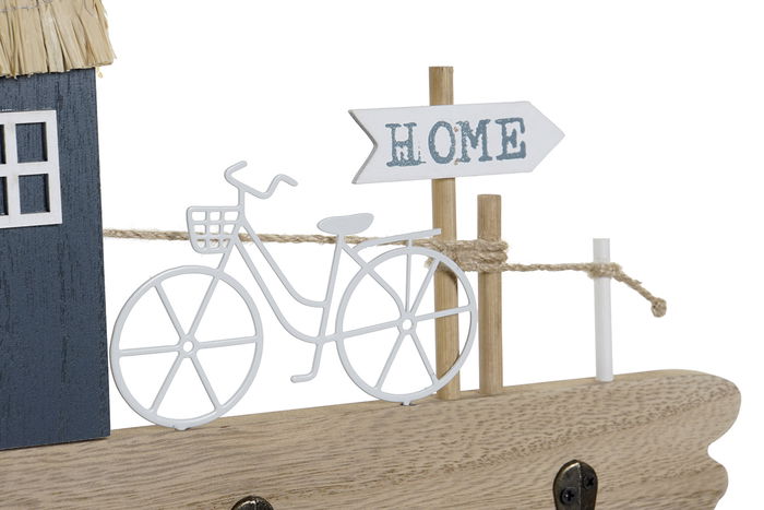 DKD Home Decor Perchero Scandi Marron Azul Blanco 4 x 18 x 40 cm (6 Unidades)