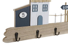 DKD Home Decor Perchero Scandi Marron Azul Blanco 4 x 18 x 40 cm (6 Unidades)