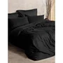 Juego de Cama Negro 100% Algodón - 1 Funda Nórdica 220x240 cm + 2 Fundas de Almohada 60x60 cm