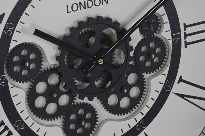 DKD Home Decor Reloj de Pared Loft Gris Oscuro Negro 8 x 55 x 54 cm