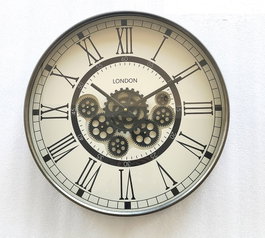 DKD Home Decor Reloj de Pared de Hierro y MDF Gris Oscuro 54x8x55 cm