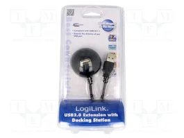 LogiLink CU0013B Estación de acoplamiento USB 2.0, 1,5 m, Negro