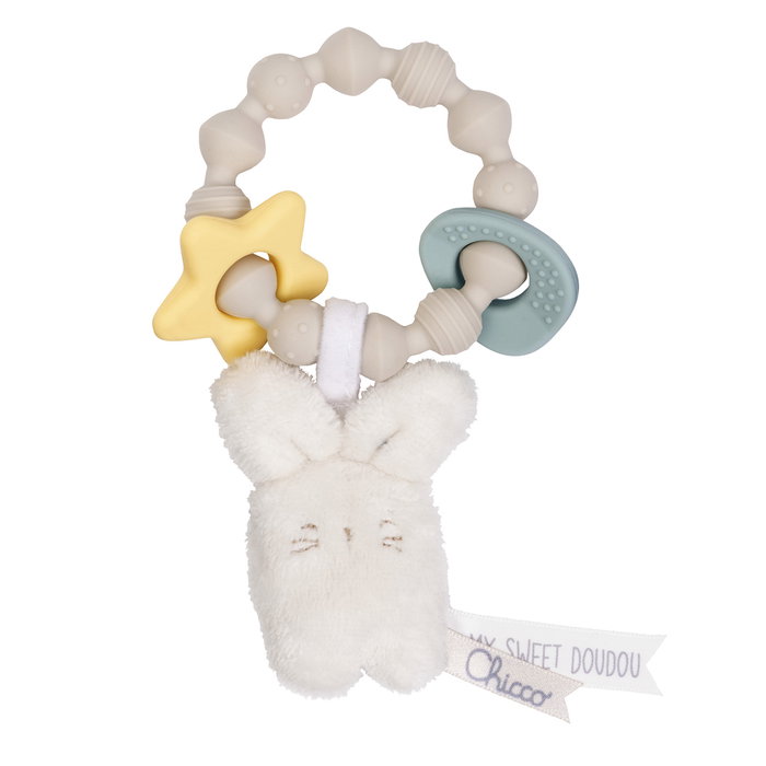 Chicco Anillo Suave Conejito con Sonajero y Mordedores de Silicona - Estimulación Sensorial Bebé 0+ Meses Chicco Anillo Suave Conejito con Sonajero y Mordedores de Silicona - Estimulación Sensorial Bebé 0+ Meses