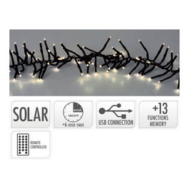 Basics Guirnalda solar recargable de 768 LEDs, luz cálida, 5,6 m
