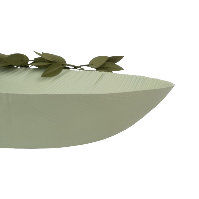 Centro Mesa Hojas Verde Metal 40 X 40 X 13 cm