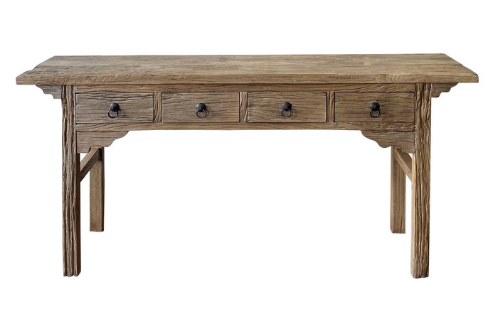 DKD Home Decor Consola Item Home Natural 178 x 85 x 38 cm Olmo Macizo 4 Cajones DKD Home Decor Consola Item Home Natural 178 x 85 x 38 cm Olmo Macizo 4 Cajones