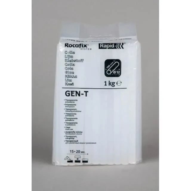 Rapid Barras de Pegamento GEN-T para Pistola 1 kg Transparente Diámetro 12 mm Longitud 190 mm Rapid Barras de Pegamento GEN-T para Pistola 1 kg Transparente Diámetro 12 mm Longitud 190 mm