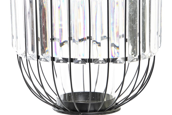 DKD Home Decor Portavelas Moderno Negro Transparente Metal Cristal 20x20x25 cm (2 Unidades)