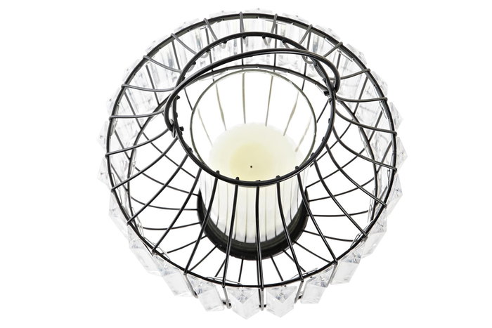 DKD Home Decor Portavelas Moderno Negro Transparente Metal Cristal 20x20x25 cm (2 Unidades)