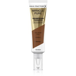 Miracle Pure, Ácido hialurónico, Radiante, Base líquida y sérum 2 en 1, Cacao, 100, SPF 30, 30 ml