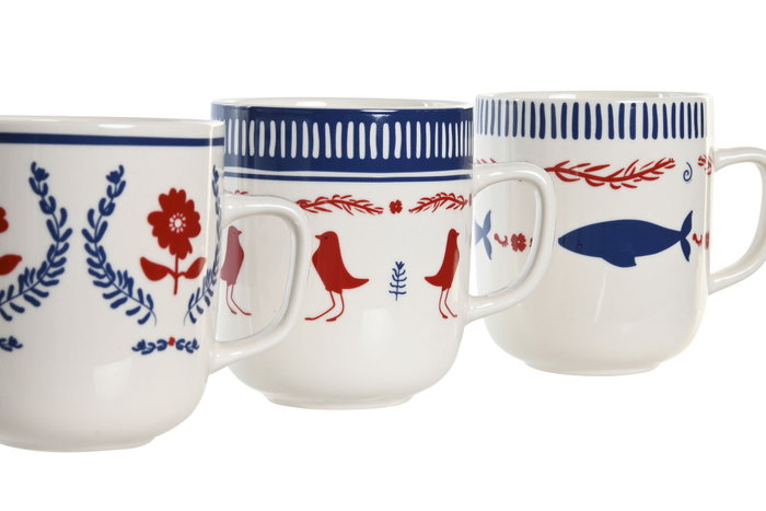 DKD Home Decor Set de 6 Tazas de Porcelana BLUE RED BIRD Surtido de Colores DKD Home Decor Set de 6 Tazas de Porcelana BLUE RED BIRD Surtido de Colores