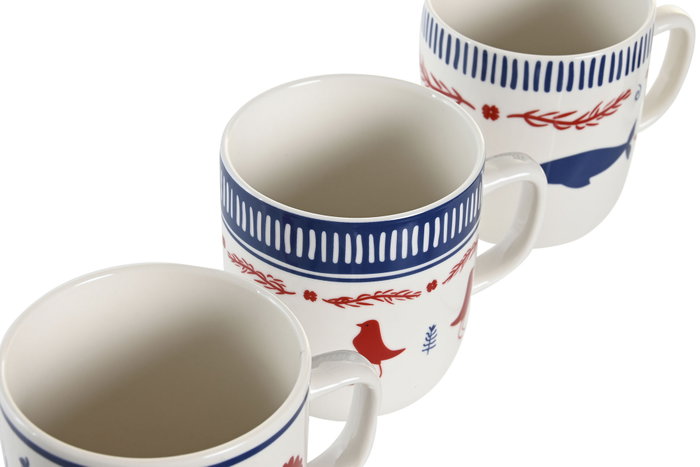 DKD Home Decor Set de 6 Tazas de Porcelana BLUE RED BIRD Surtido de Colores DKD Home Decor Set de 6 Tazas de Porcelana BLUE RED BIRD Surtido de Colores