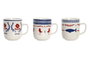 DKD Home Decor Set de 6 Tazas de Porcelana BLUE RED BIRD Surtido de Colores