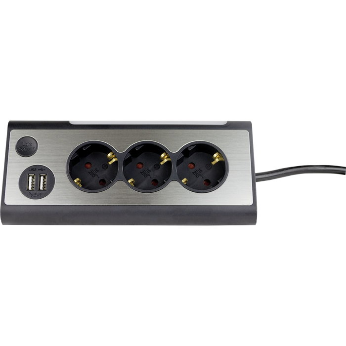 Rev REV LIGHT SOCKET 3-fold Multiple Socket Outlet +2x USB Negro Rev REV LIGHT SOCKET 3-fold Multiple Socket Outlet +2x USB Negro