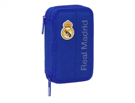 Safta Plumier Escolar Real Madrid 3 Equipación 25/26 con Doble Cremallera, 29 Piezas, Pequeño