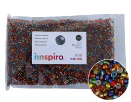 Innspiro Rocalla de Vidrio Redonda Plateado Mezcla 2,3mm 500g