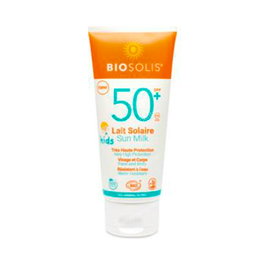 Biosolis Leche Solar Niños SPF50+ Protección Muy Alta 100 ml Cosmebio Ecocert Vegano Resistente al Agua