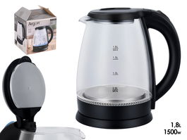 Argon Hervidor Negro LED Borosilicato 1.8 L 22 x 24.5 x 16 cm (Set de 6)