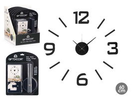 Reloj Pegatina Giftdecor 60 cm Negro Brillo (Set de 12)