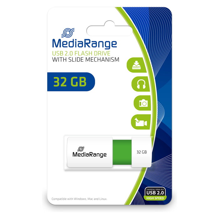 MediaRange MR973 Memoria USB 32GB Color Verde Edition USB 2.0 MediaRange MR973 Memoria USB 32GB Color Verde Edition USB 2.0