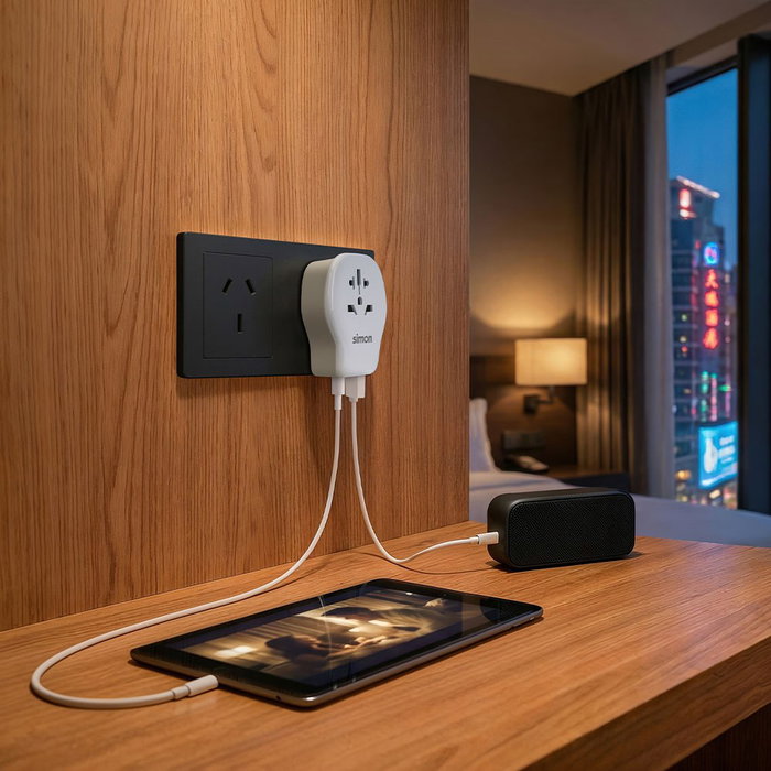 Simon Adaptador de viaje universal para China USB-A + 2 USB-C 20 W carga rápida Simon Adaptador de viaje universal para China USB-A + 2 USB-C 20 W carga rápida