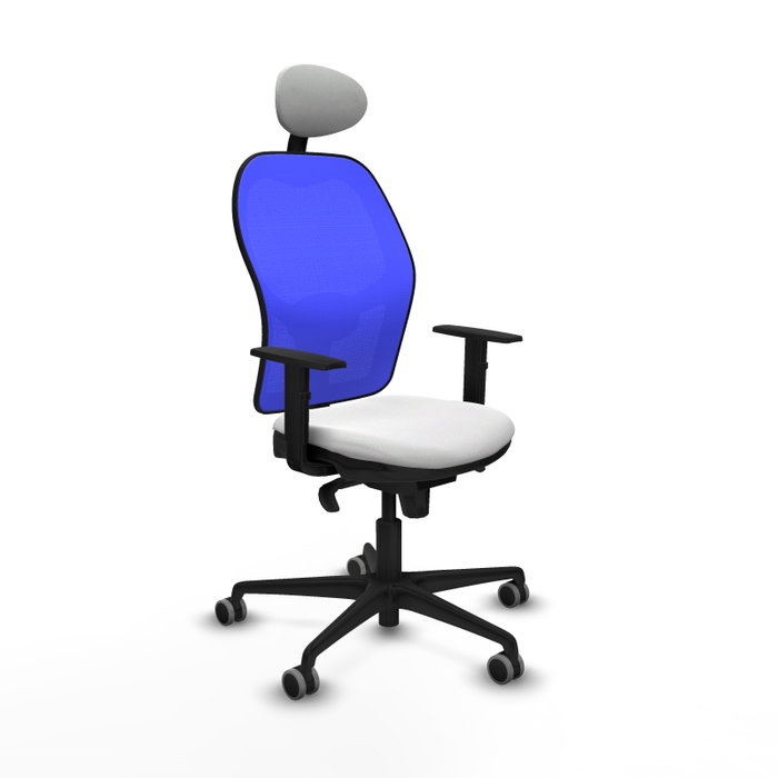 PIQUERAS Y CRESPO Silla de oficina Jorquera con mecanismo Sincro, Blanco y Azul PIQUERAS Y CRESPO Silla de oficina Jorquera con mecanismo Sincro, Blanco y Azul