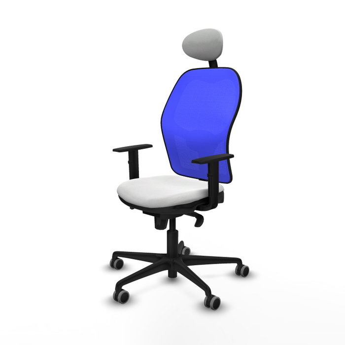 PIQUERAS Y CRESPO Silla de oficina Jorquera con mecanismo Sincro, Blanco y Azul PIQUERAS Y CRESPO Silla de oficina Jorquera con mecanismo Sincro, Blanco y Azul