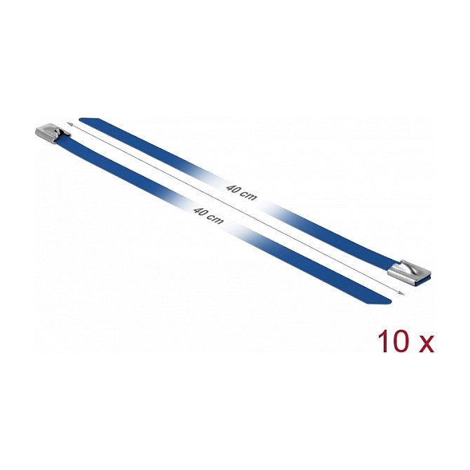 DeLOCK 18799 Sujetacables de acero inoxidable 400 x 7,9 mm Azul, 10 unidades