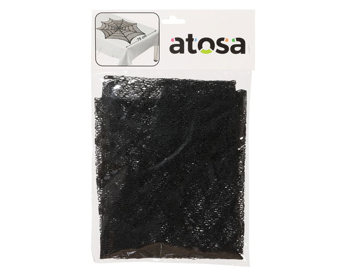 Accesorio Tapete Decorativo Redondo de Halloween 75 cm, Diseño de Telaraña Negra para Decoración de Mesas y Fiestas Temáticas