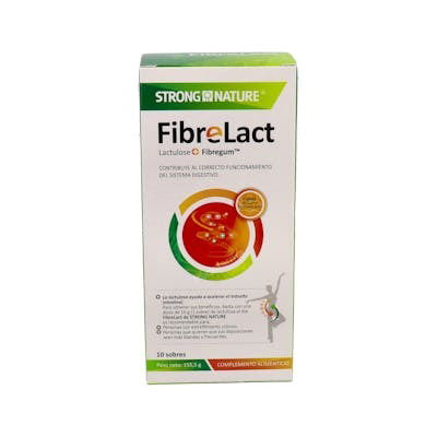 STRONG NATURE Fibre Lact 10Stick Suplemento Digestivo con Lactulosa y Fibra para el Tránsito Intestinal
