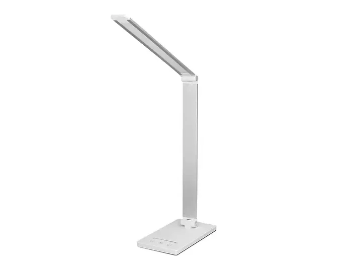 Q-Connect Lámpara de Escritorio Vega LED 10W 400 lm, Táctil, 5 Niveles de Brillo, Color Ajustable (3000K-6000K), Brazo Articulado Plegable, Carga USB-C, Color Blanco