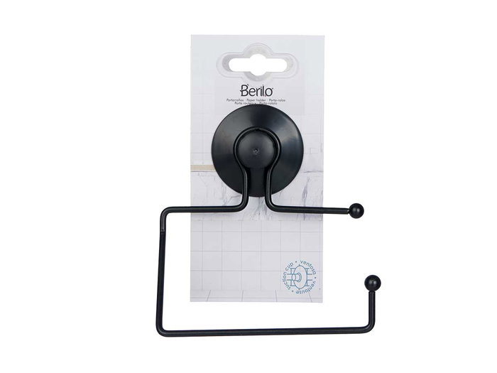 BERILO Portarrollos Metal Negro Mate con Ventosa BERILO Portarrollos Metal Negro Mate con Ventosa