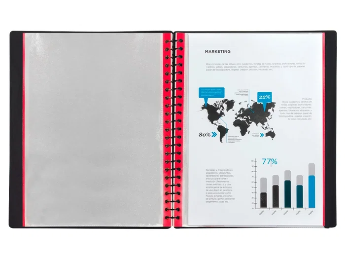 Liderpapel Recambio Funda Intercambiable DIN A4 Bordes Surtidos, 20 Fundas Extraíbles de 70 micras, Portada 700 micras, Negro, Bolsa 10 Unidades