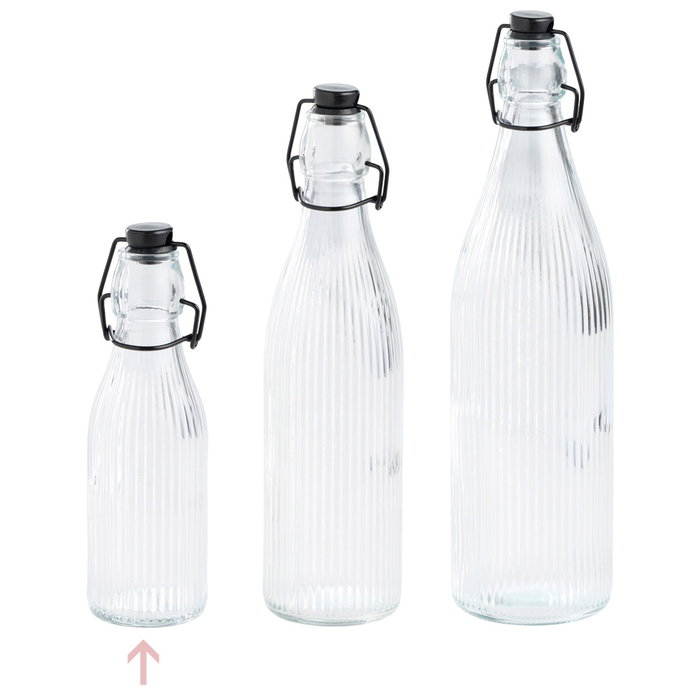 Day Botella de Vidrio Rayada 250 ml con Tapón Mecánico Transparente Day Botella de Vidrio Rayada 250 ml con Tapón Mecánico Transparente