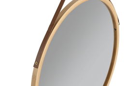 DKD Home Decor Espejo Redondo 2 x 45 x 45 cm Bambú y Cristal Natural