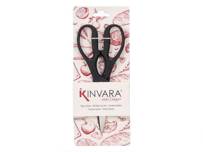 Kinvara Tijera Negra 19.5x1.3x8.3 cm Metal y Plástico para Hogar y Oficina (Set de 12)