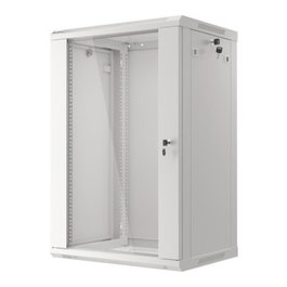 Lanberg Armario Rack 19 Pulgadas 18U 600x450mm Gris con Puerta de Cristal Templado y Ventiladores