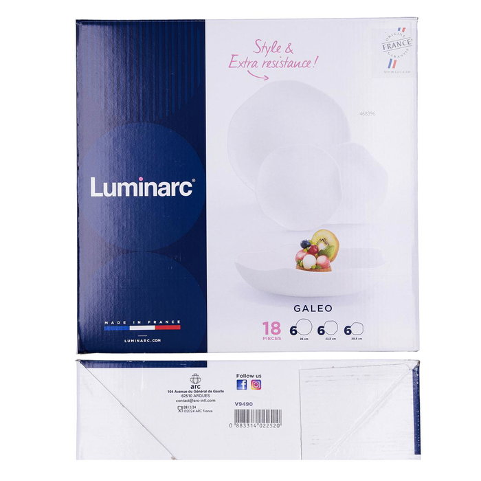 Vajilla Opal Galeo Luminarc 18 Piezas - 6 Personas