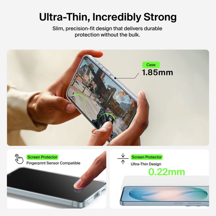 Belkin 3 en 1 Bundle para Samsung Galaxy S26+: Funda SheerForce Clear, Protector de Pantalla y Protector de Cámara