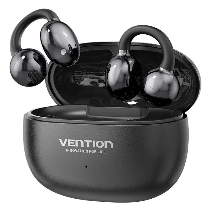 Vention Auriculares Inalámbricos Bluetooth Deportivos Clip-On Echo Clip A11 Pro con Estuche de Carga - Negro, Autonomía 6h, Bluetooth 6.0